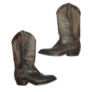 Ferrini Teju Lizard Skin Cowboy Boots Mens 8.5 D Brown Western 3187 PO 1532